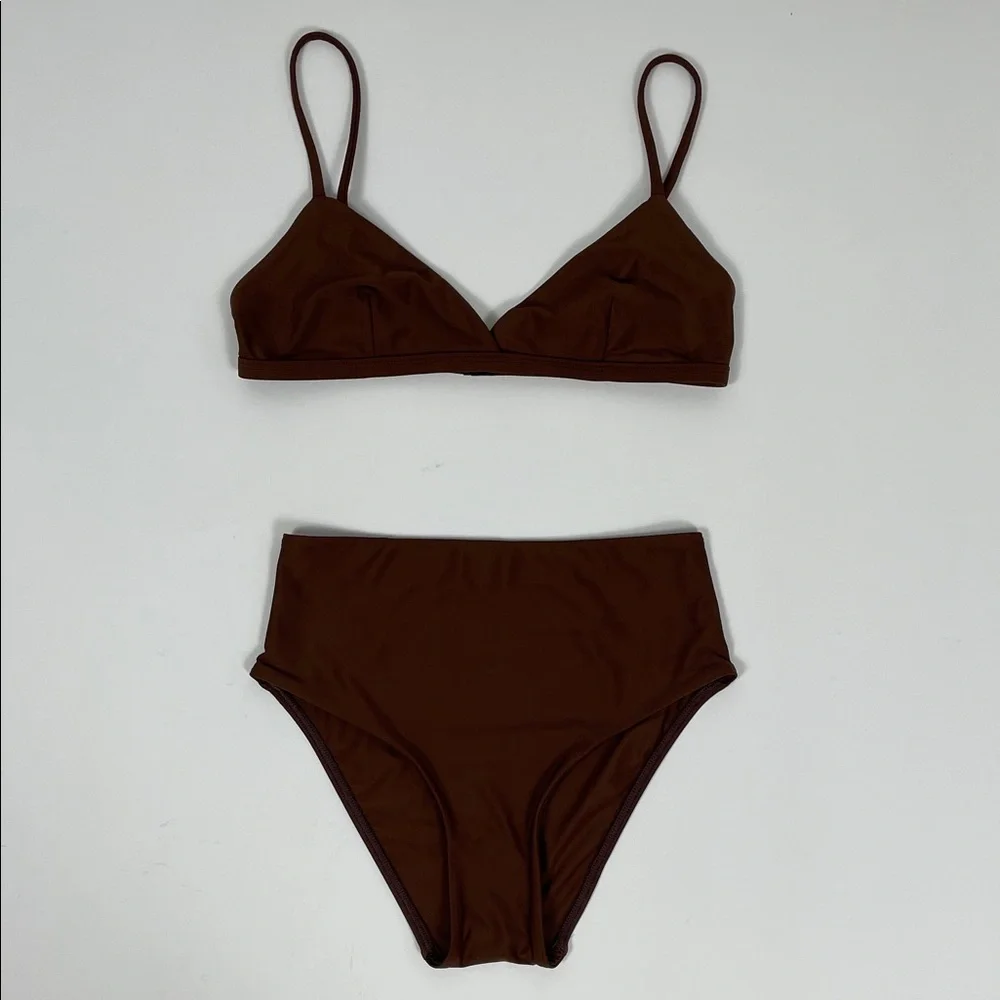 MATTEAU Brown High Waist Bikini Triangle Top. Size 2/3 4/6. - Picture 1 of 15